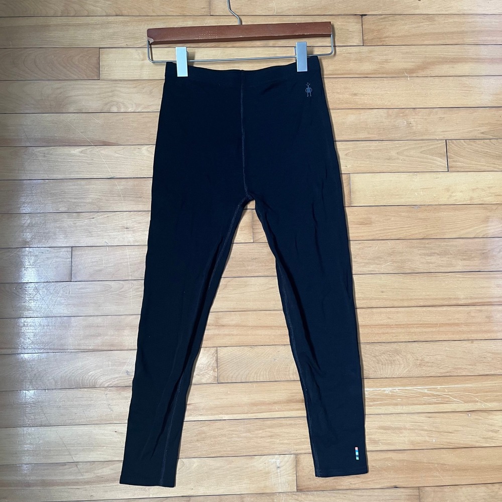 Smartwool Black Merino Wool Base Layer Leggings Thermal Pants Mens Womens XS